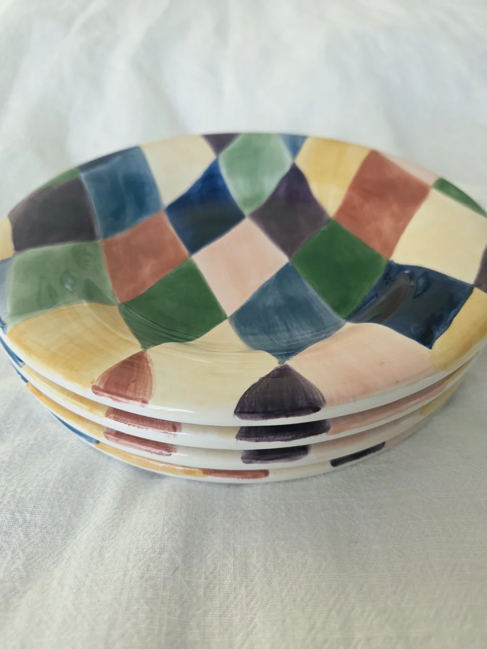 4 Carnival Multicolor Harlequin Handpainted Salad Plate by TableTops Unlimited